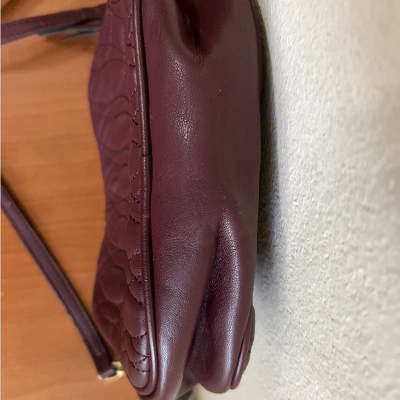 Nine West Angelina Chic Quilted Burgundy Double Compartments Crossbody Bag - Picture 6 of 14